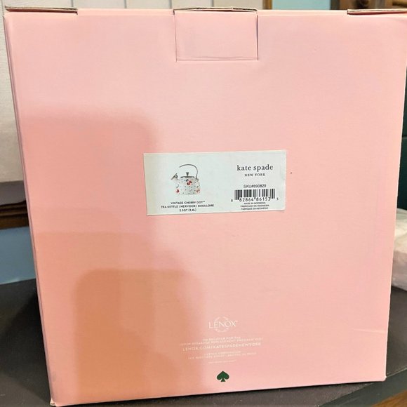 Kate Spade New York Lenox Tea Kettle Cherry Dot White - New In Pink Box - Picture 9 of 9